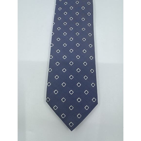 Boggi Milano Made In Italy Blue Men's Neck Tie W/ White Squares - Picture 2 of 14